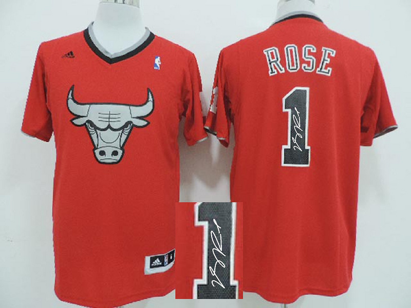NBA Signed Chicago Bulls 1 Derrick Rose Autographed 2013 Christmas Day Fashion Swingman Jersey